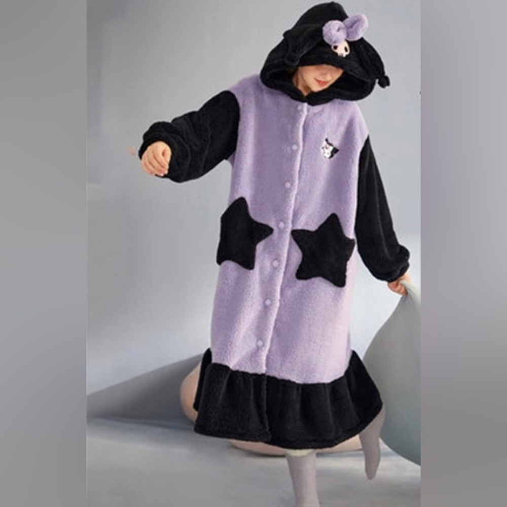 Sanrio Kuromi Plush Robe with hood